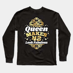 This Queen Makes 42 Look Fabulous 42nd Birthday 1980 Long Sleeve T-Shirt